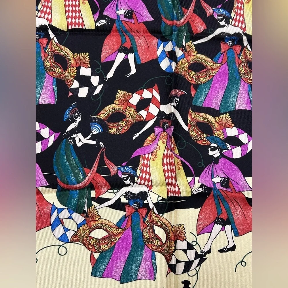 Dolce & Gabbana “Venezia” Silk Scarf – Venetian Masquerade Print (26.5”)